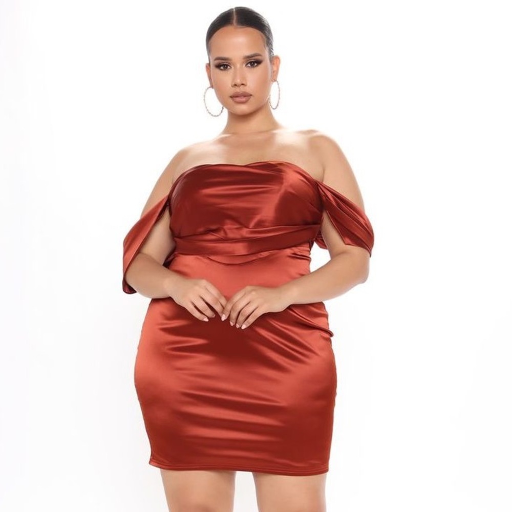 Rust Satin Mini Dress - NEVER WORN